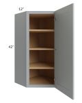Asheville Grey Shaker 24x42 Diagonal Corner Wall Cabinet