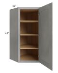 Gramercy Grey Mist 24x42 Diagonal Corner Wall Cabinet
