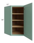 Midtown Mint Green Shaker 27x36 Diagonal Corner Wall Cabinet