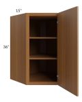 Portland Walnut 27x36x15 Wall Diagonal Corner Cabinet