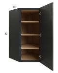 Midtown Black Shaker 27x42 Diagonal Corner Wall Cabinet