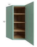 Midtown Mint Green Shaker 27x42 Diagonal Corner Wall Cabinet