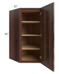 Farmhouse Walnut Shaker 27x42 Wall Diagonal Corner Cabinet - Out of stock through mid April