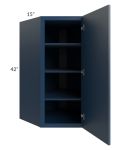 Portland Navy Blue 27x42x15 Wall Diagonal Corner Cabinet