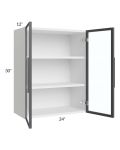Venetian White Matte 24x30 Wall Diagonal Cabinet Glass Door Only