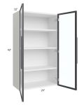 Venetian White Matte 24x42 Wall Diagonal Cabinet Glass Door Only