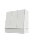 Brilliant White Shaker Wilmington Strapped Angled Hood with Block Molding