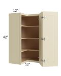 Casselton Ivory 24x42 Easy Reach Corner Wall Cabinet