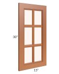Lexington Cinnamon Glaze 15x30 Mullion Glass Door Only  (can be used with a 24x30 corner cabinet) 