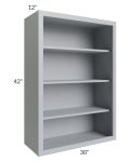 Asheville Grey Shaker 30x42 Wall Open Cabinet