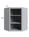 Asheville Grey Shaker 24x30 Wall Diagonal Corner Open Cabinet