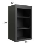 Midtown Black Shaker 18x30 Wall Open Shelf Cabinet