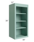 Midtown Mint Green Shaker 18x36 Wall Open Shelf Cabinet