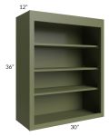 Midtown Hunter Green Shaker 30x36 Wall Open Shelf Cabinet