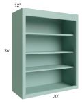 Midtown Mint Green Shaker 30x36 Wall Open Shelf Cabinet