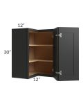 Midtown Black Shaker 24x30 Square Corner Wall Cabinet