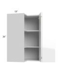 Milan White Gloss 24x36 Square Corner Wall Cabinet