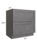 Stone Grey 33" 2-Drawer Base Cabinet