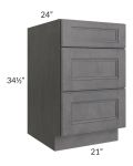 Stone Grey 21" 3-Drawer Base Cabinet