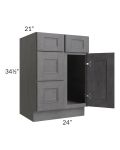Stone Grey 24" Vanity Sink Base Cabinet (Drawers on Left)