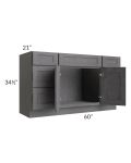 Stone Grey 60" Vanity Sink Base Cabinet with Drawers