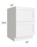 Frosted White Shaker 24" 2-Drawer Base Cabinet