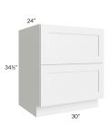 Frosted White Shaker 30" 2-Drawer Base Cabinet