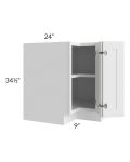 Frosted White Shaker 33" Easy Reach Corner Base Cabinet