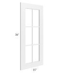 Frosted White Shaker 15x36 Mullion Glass Door