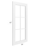 Frosted White Shaker 18x42 Mullion Glass Door 