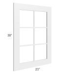 Frosted White Shaker 21x30 Mullion Glass Door
