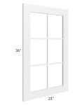 Frosted White Shaker 21x36 Mullion Glass Door