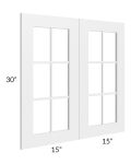 Frosted White Shaker 30x30 Mullion Glass Door