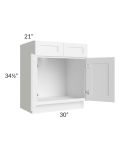 Frosted White Shaker 30" Vanity Sink Base Cabinet