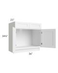 Frosted White Shaker 36" Vanity Sink Base Cabinet