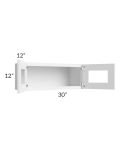 Frosted White Shaker 30x12 Decorative Wall Cabinet with Plain Glass