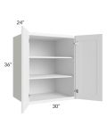 Frosted White Shaker 30x36x24 Split Pantry Wall Cabinet