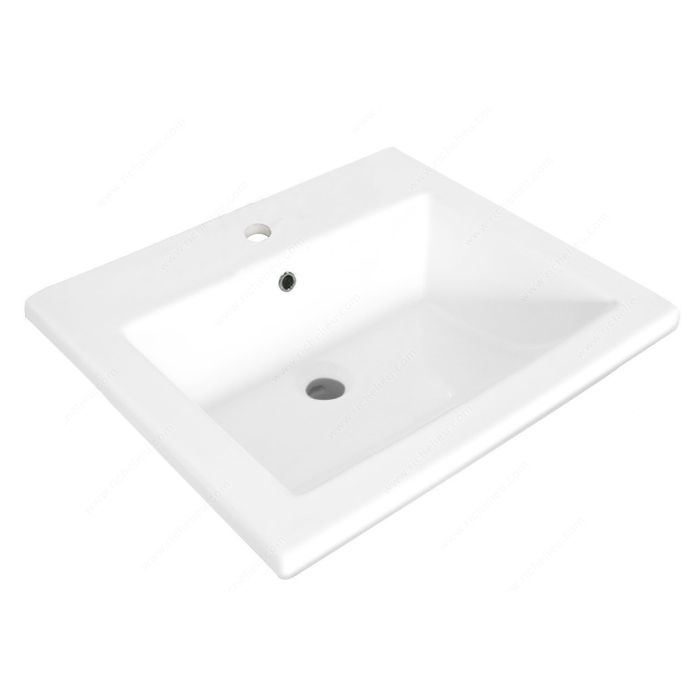 Porcelain Rectangular Surface Mount Vessel Sink - Fits 24" Minimum Cabinet Size
