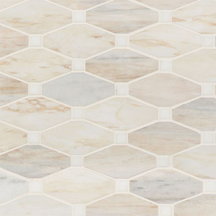Angora Elongated Octagon Polished Mosaic Wall Tile