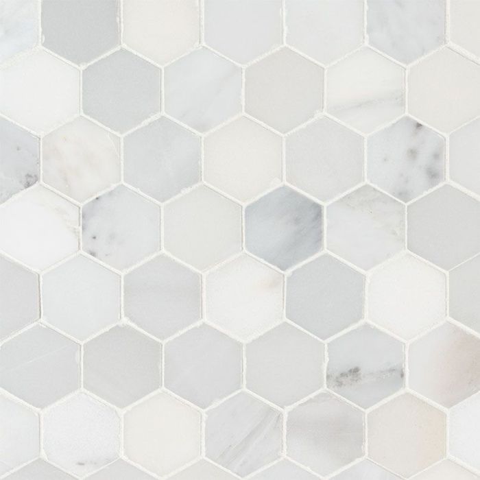 Arabescato Carrara 2" Hexagon Honed Tile