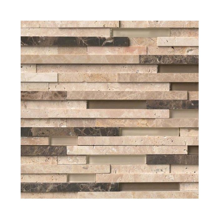 Ashlar Rock Interlocking 3D Pattern In 8" x 18" Mesh Mosaic Tile