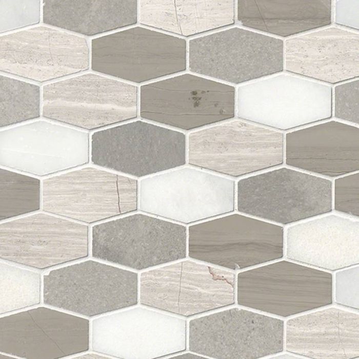 Bellagio Blend Elongated Hexagon Honed Mosaic Tile