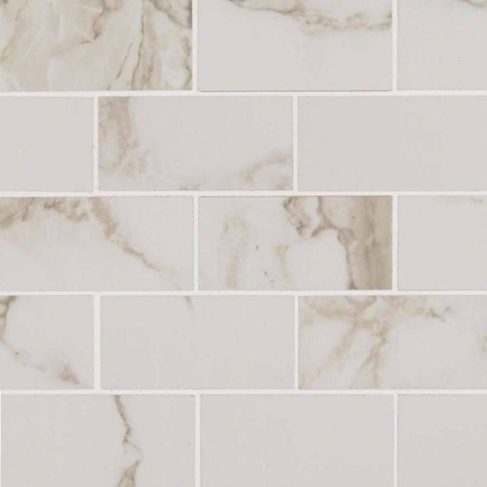 Pietra Calacatta 2 x 4 Mosaic Porcelain Tile