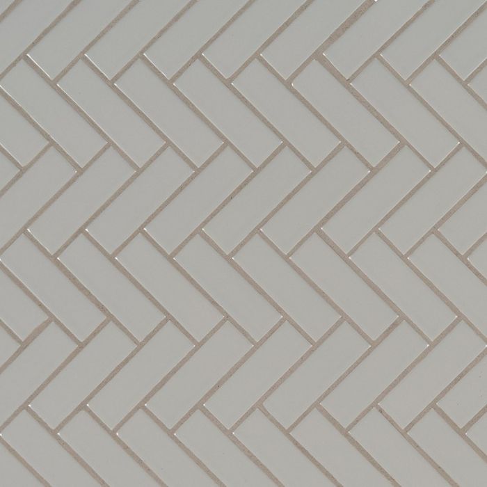 Gray Glossy Herringbone Mosaic Tile