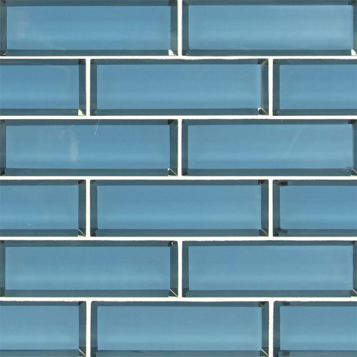 Haiku Sapphire Beveled Subway 2 X 6 X 8mm Mosaic Tile Sample