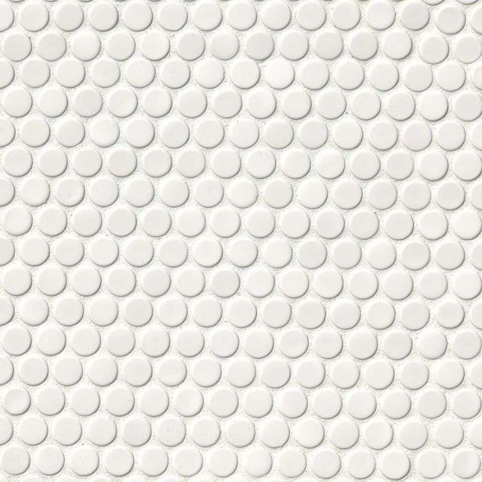 White Glossy Penny Round Mosaic Tile