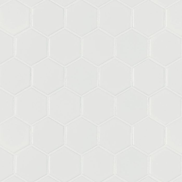 White Matte 2 x 2 Hexagon Mosaic Tile